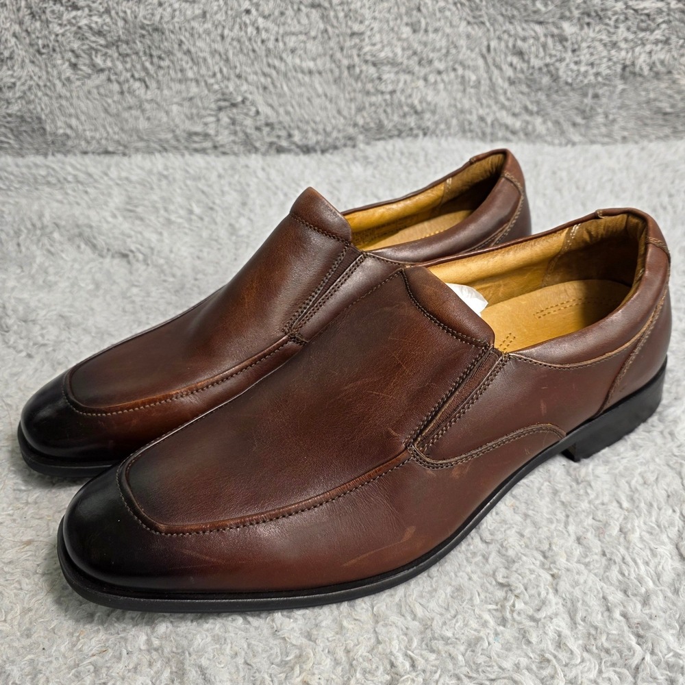Vionic Mens Sullivan Dress Loafers Brown Leather Plain Toe Arch Support 11.5 NEW
